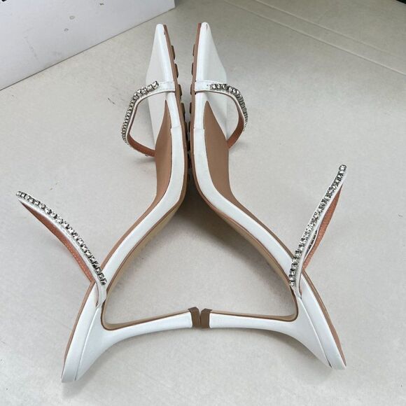 Alias Mae Lexa Mule Heel Sandal Size 39 in Ivory Leather Rhinestoned - Picture 7 of 12